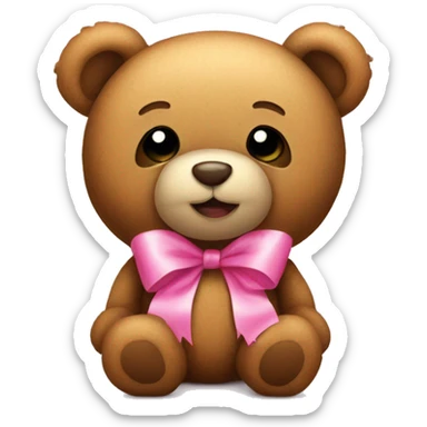 Teddy bear with a pink bow sticker