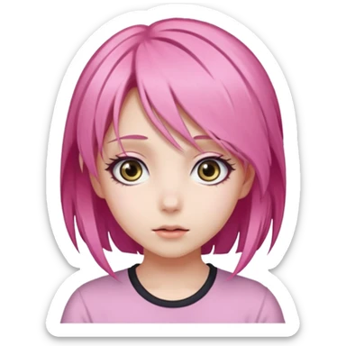 Anime girls with pink hair sticker