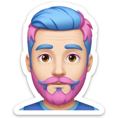 a man with a pink beard and a blue hair  sticker