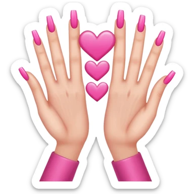 hands with long pink nails doing a hand heart like this 🫶🏼 sticker