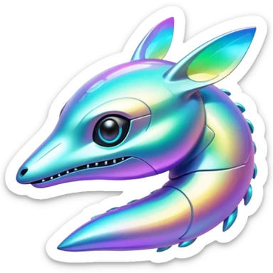 Futuristic complex iridescent aesthetic-scenery-Fakémon-creature sticker