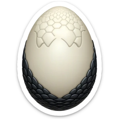 draco xenomorph alien egg with pale white and black skin and intricate scale patterns sticker