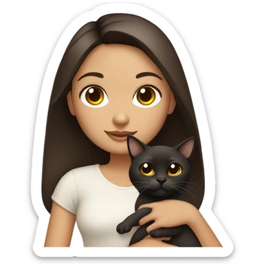 Make a girl with dark brown hair and dark brown eyes holding a Siamese cat sticker