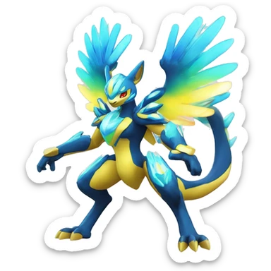 Celestial Powerful Shiny-Crystallic Colorful Vibrant Colors Flying Advanced Zeraora-Aurorus-Fakémon-Legendary-Pokémon-Creature Full Body sticker