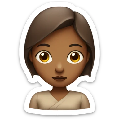 girl with brown her with folded arms and grumpy face sticker