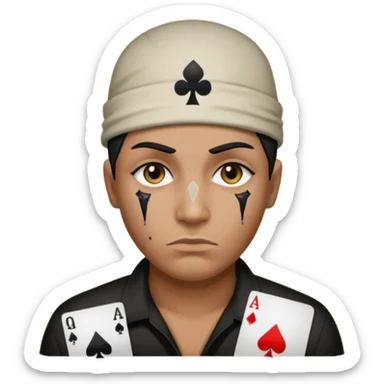 He Shot bullet on his head gangsta poker face sticker