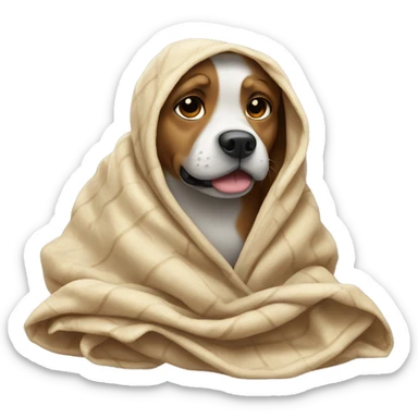 Dog rapped in a blanket sticker