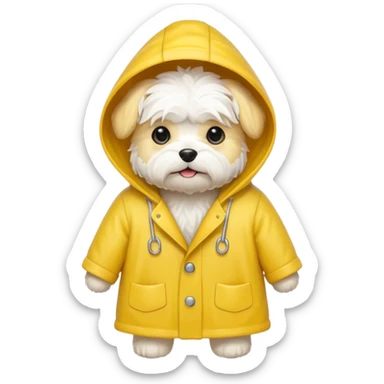 White Maltese with rain coat sticker