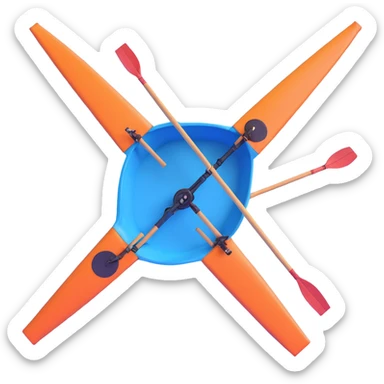 blue four-person Olympic rowing boat, top view sticker