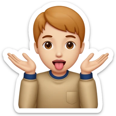 Tongue out with hands to the side sticker