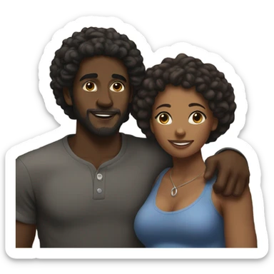 outdoor hug between black man and black woman  sticker