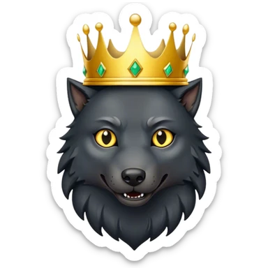 Scary Black Wolf with Gold Crown sticker
