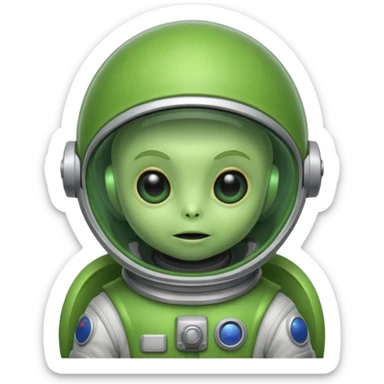 Alien Explorer – small green alien with antenna and space suit. sticker