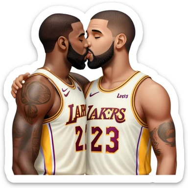 Drake the singer, kissing lebron James  sticker