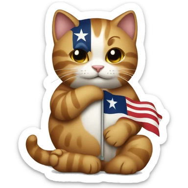 cat hugging texas flag sticker