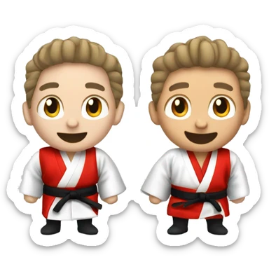 2 guys posing, kimono, Karate school sticker