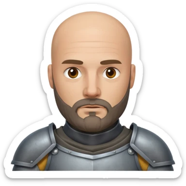 bald knight with beard, grey armor sticker