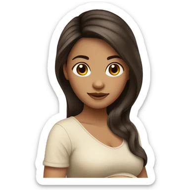 Pregnant long dark hair light brown tan skin sticker
