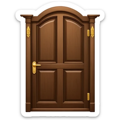 porta única de madeira arredondada no topo, sem rosto, elegante sticker