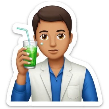 Man popping the pills and drinking sprite sticker
