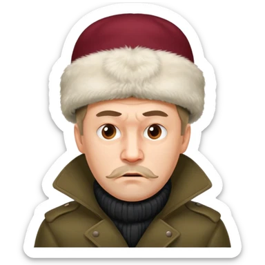 crazy russian man with ushanka sticker