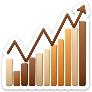 Create a increasing line like you would see on a graph in beige brown  sticker