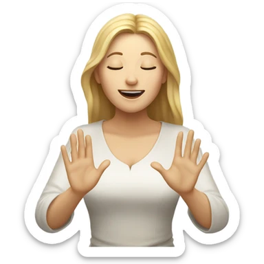 White woman Praising the lord with one hand in the air and eyes closed sticker