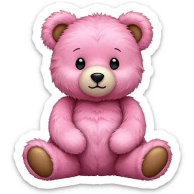 pink fur teddy bear sticker