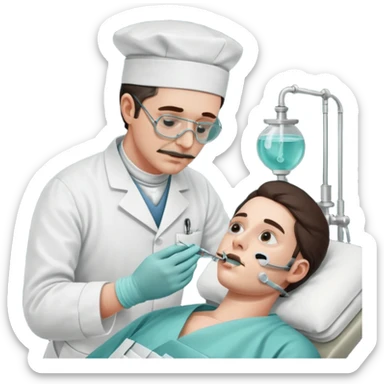 A victorian surgeon using chloroform as an anaesthetic on a patient during an operation sticker