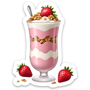Parfait of strawberry yogurt with granola and berries  sticker