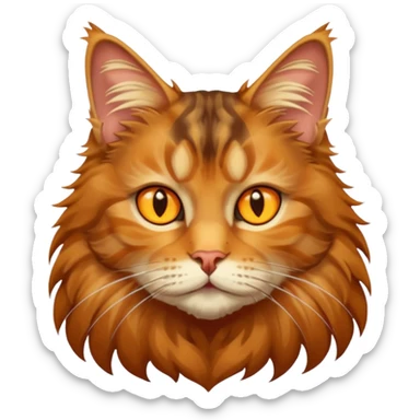 A Maine coon tabby cat emoji with yellow eyes  sticker