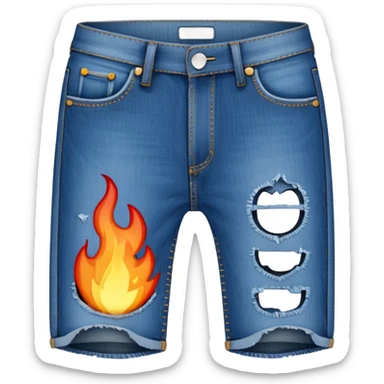 creative emoji combining fire and a pair of blue jeans, fire burning or emerging from the jeans, fun and expressive emoji style sticker