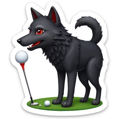 A  Black wolf , red eyes, howling at golf ball
 sticker