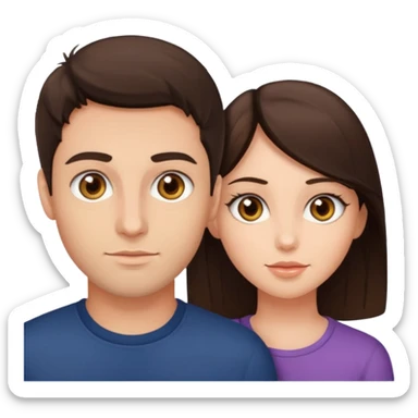 Brunette guy with hazel eyes and brunette girl with hazel eyes together  sticker