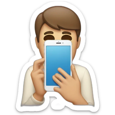 exasperated person holding a phone vertically in front of their face sticker