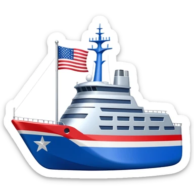 generate a very realistic American modern ship with little flag sticker