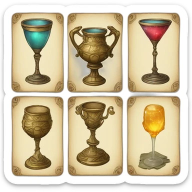 Carta del tarot de cuatro de copas  sticker