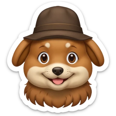 Dog wearing a hat sticker