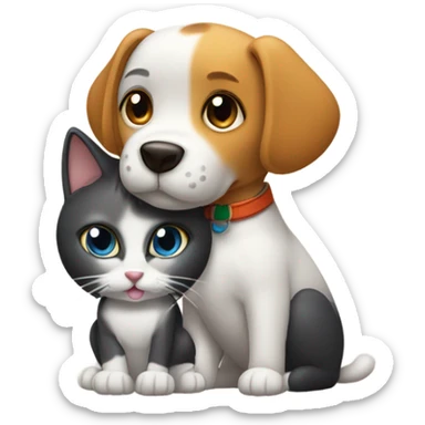 Dog and cat as buddies sticker