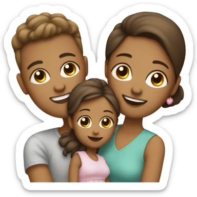 Family of 3 with a baby girl sticker