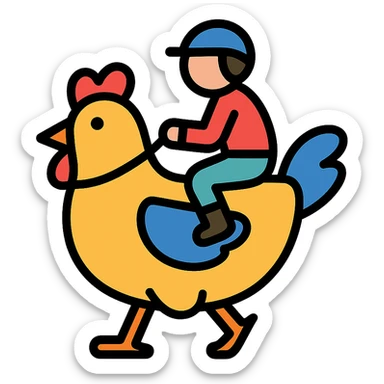 color outline icon of a chicken jockey sticker