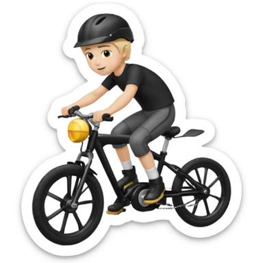 bike riding black bike blonde hair boy helmet sticker