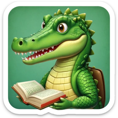 Crocodile studying sticker
