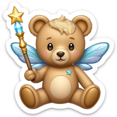 Fairy glitter teddy with wand  sticker