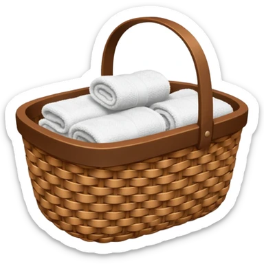 Realistic Brown basket with white towels sticker