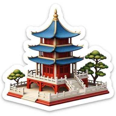 Miniature Chinese pavilion with elegant details sticker