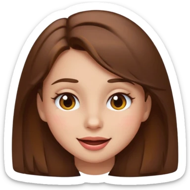 girl with brown hair and brown eyes, winking, emoji style sticker
