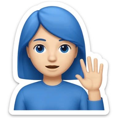 Memoji cabello azul parando el dedo de enmedio  sticker