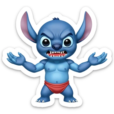 Lilo and stitch with 4 arms angry sticker
