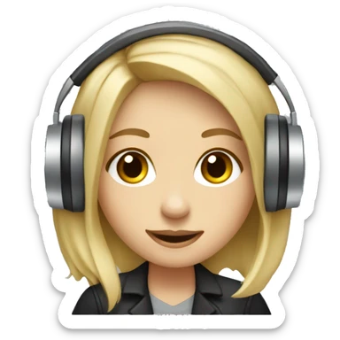 Audio technician blonde girl with an audio desk sticker